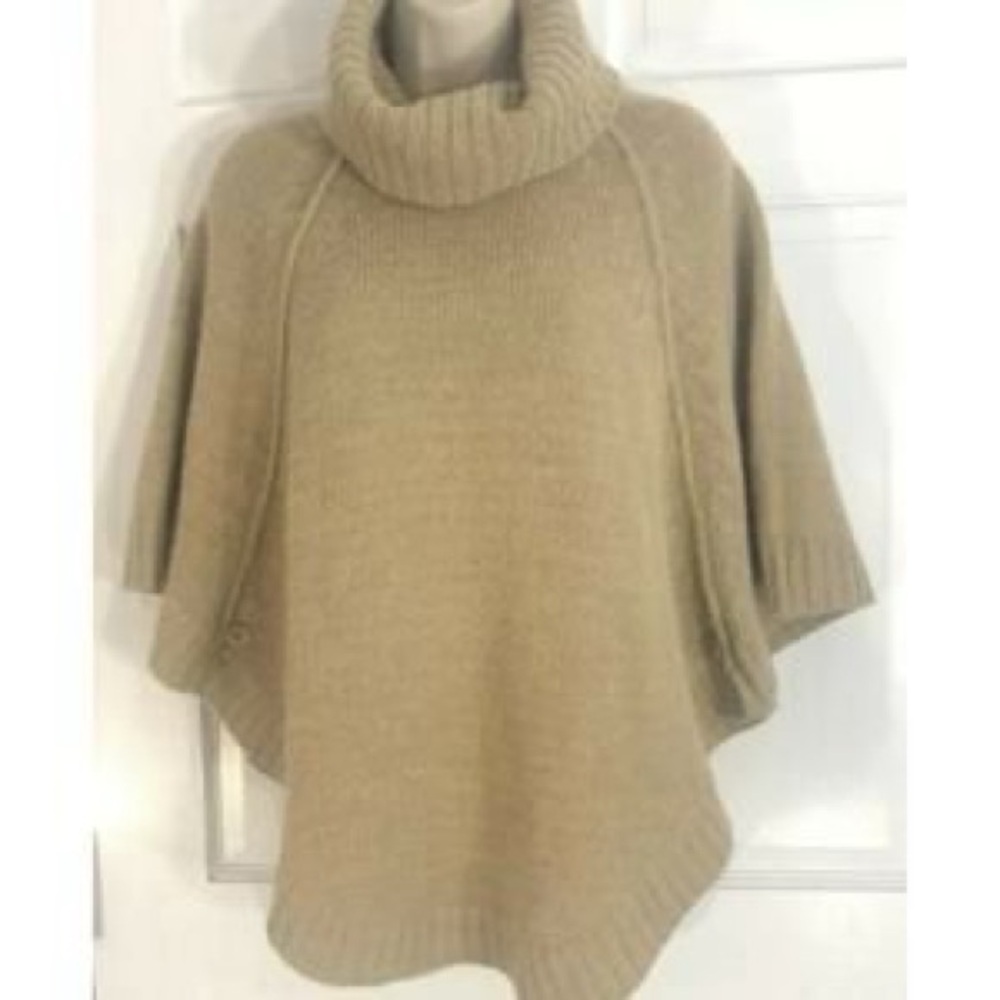 TWINS SIZE M/L~TURTLENECK SWEATER PONCHO WOOL ALPACA BLEND~MADE IN ITALY~